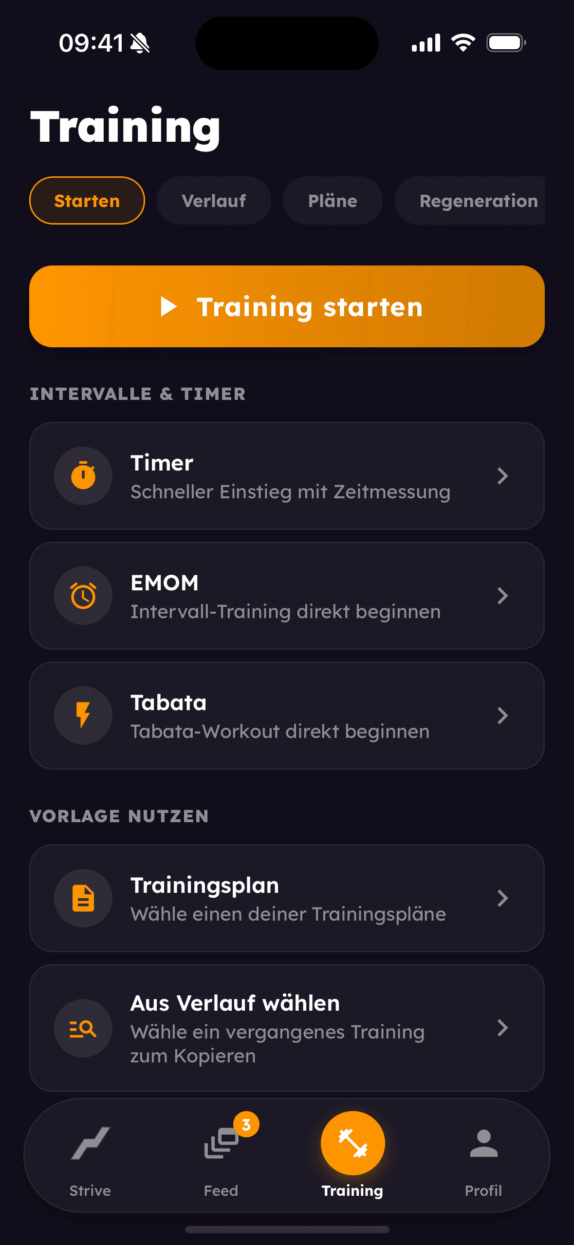 Training starten mit Timer, EMOM, Tabata und Trainingsplänen