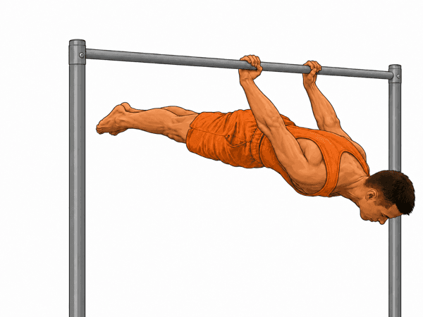 Full Back Lever – waagerechter Körper mit Bauch zum Boden