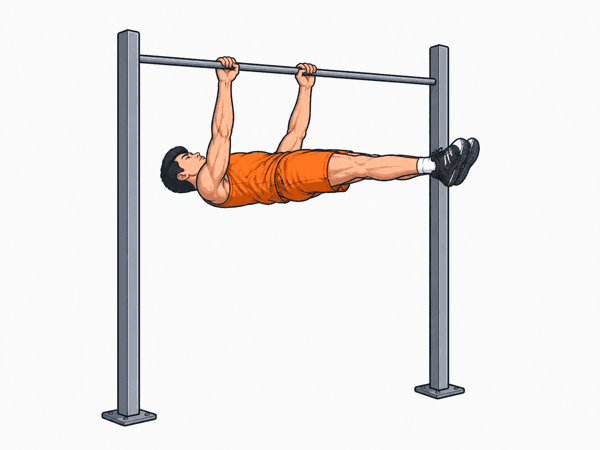 Full Front Lever – waagerechter Körper mit Bauch nach oben