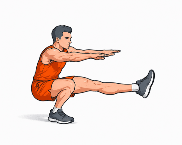 Pistol Squat – einbeinige Kniebeuge in tiefer Position